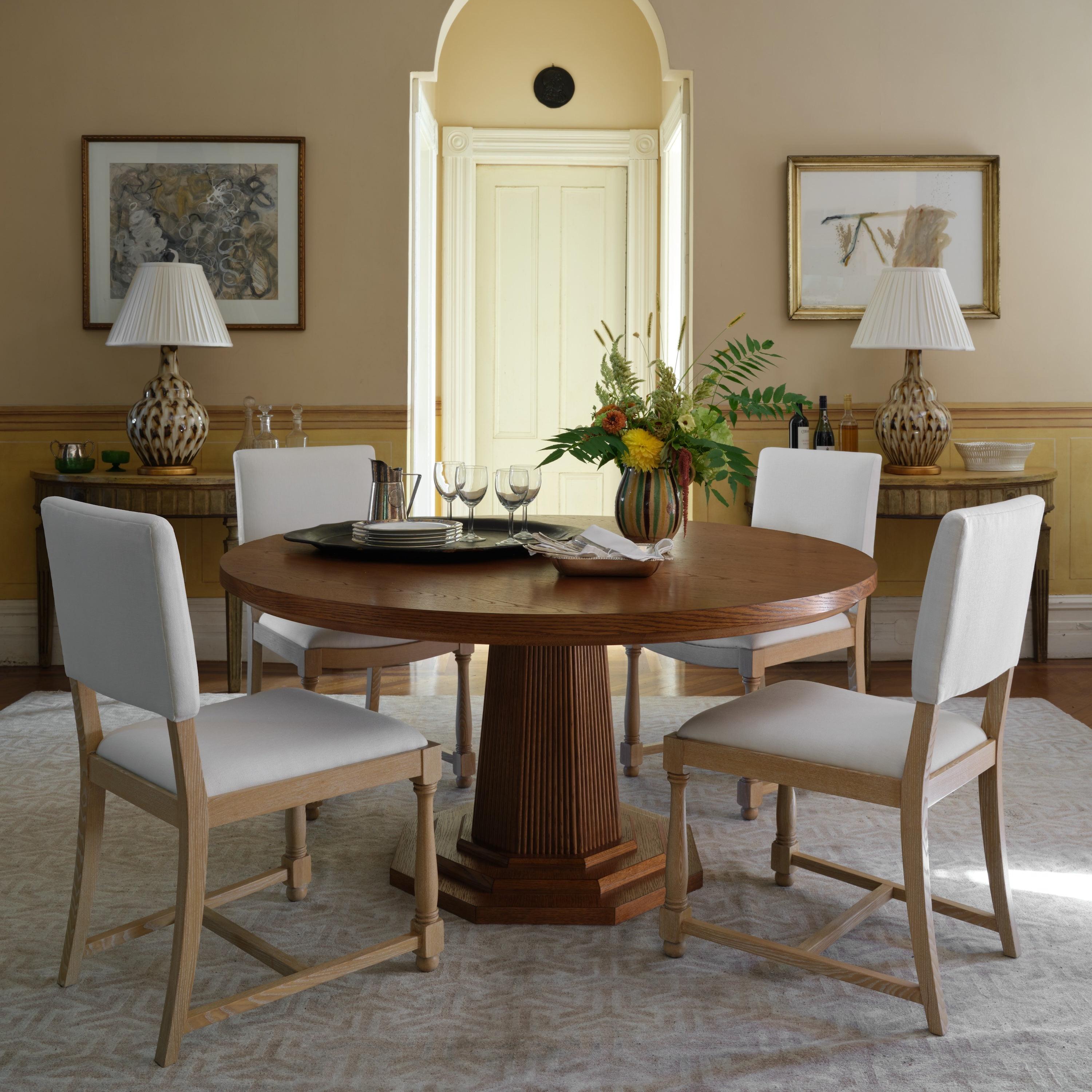 Maple Cerused Oak Pedestal Dining Table, Haven, by Bunny Williams Home In New Condition For Sale In New York, NY