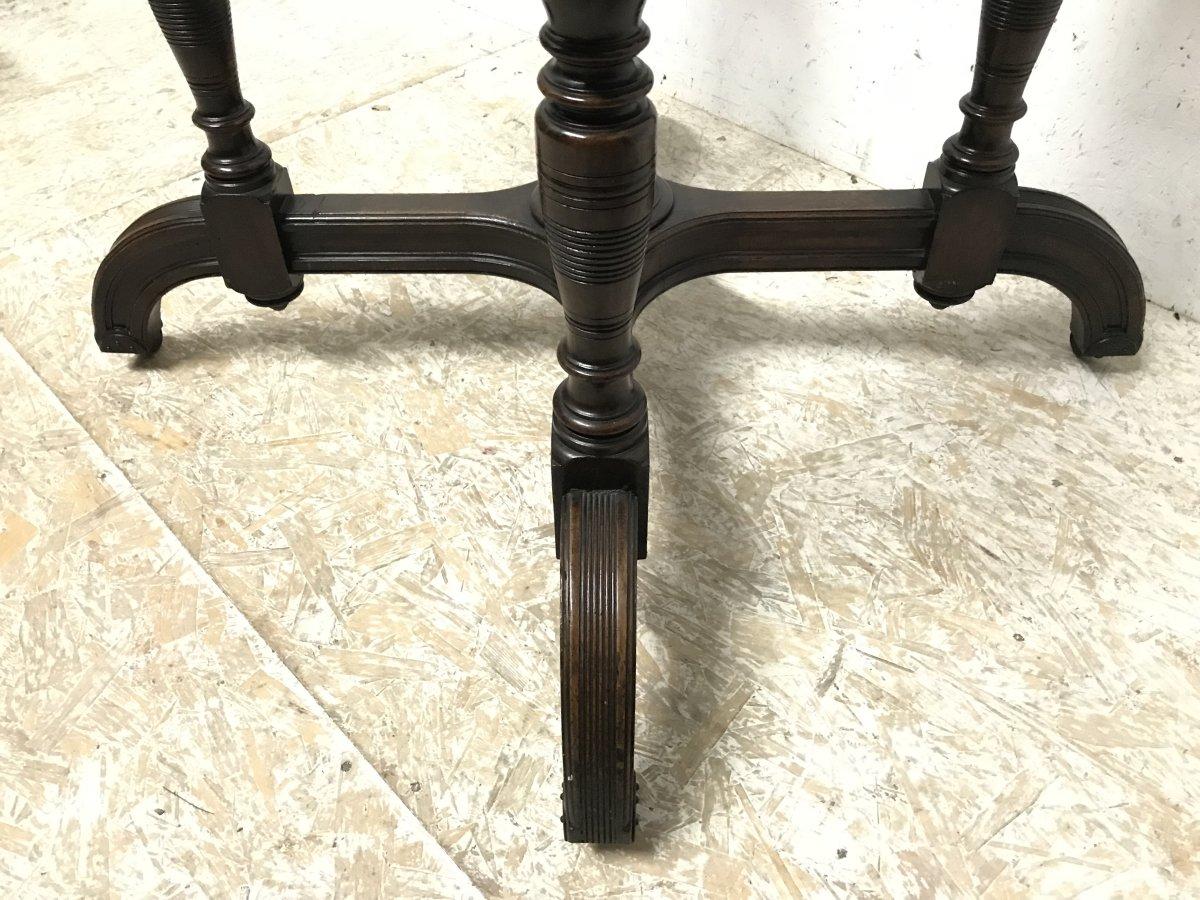 Maple & Co. a Gothic Revival Oak Leather Top Writing Table on Decorative Castors For Sale 9