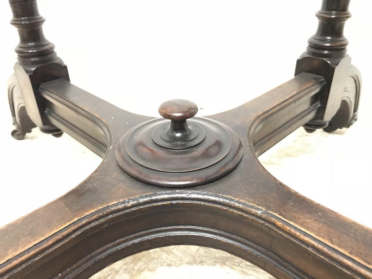 Maple & Co. a Gothic Revival Oak Leather Top Writing Table on Decorative Castors For Sale 10