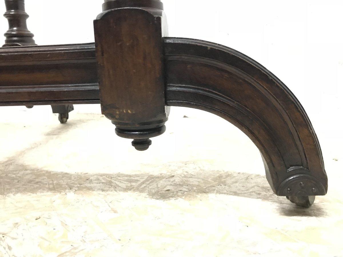 Maple & Co. a Gothic Revival Oak Leather Top Writing Table on Decorative Castors For Sale 13