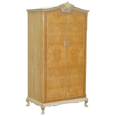 Maple & Co Art Deco 1930s Burr Walnut Single Wardrobe Part of a Large Suite