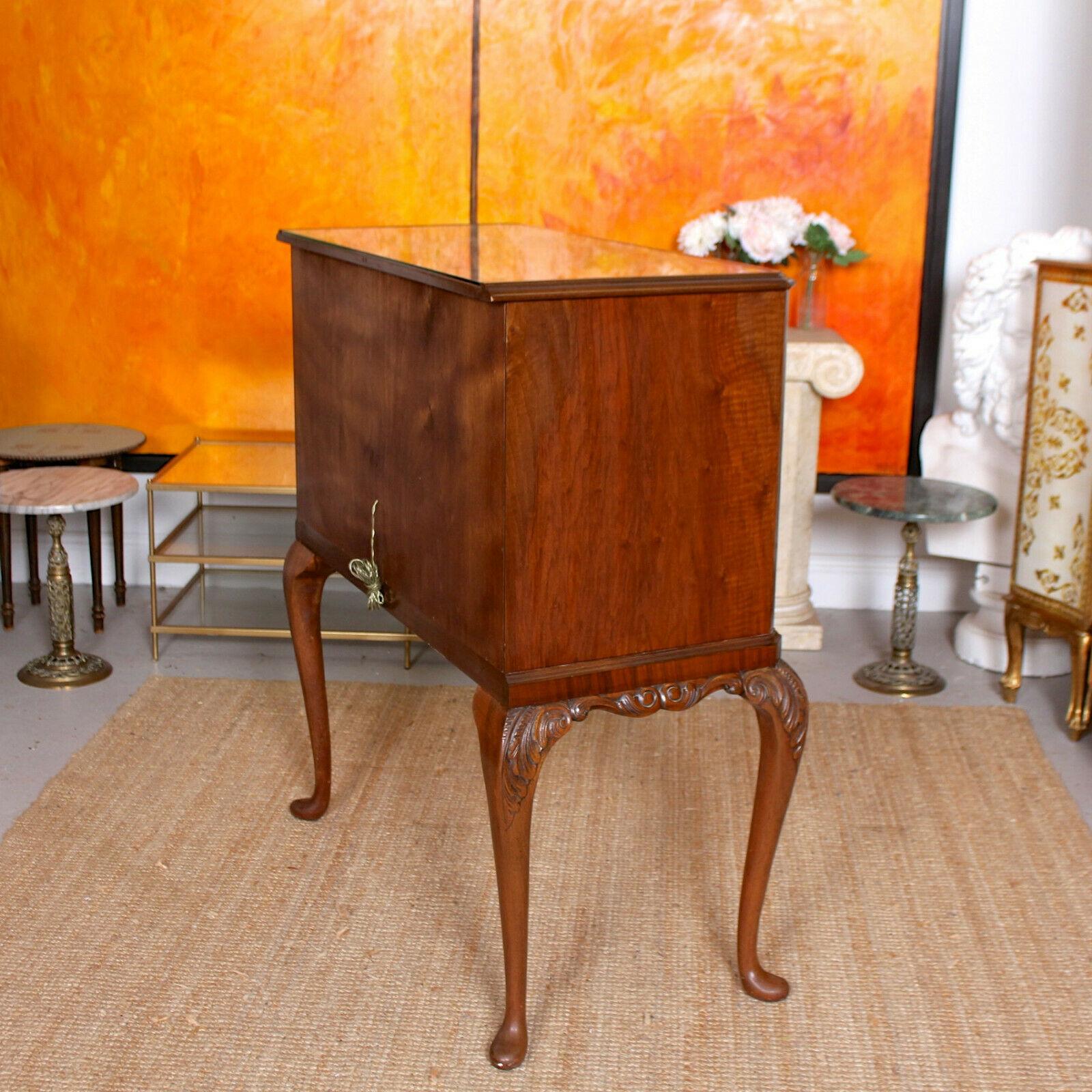 Maple & Co Burl Walnut Cocktail Drinks Cabinet 7