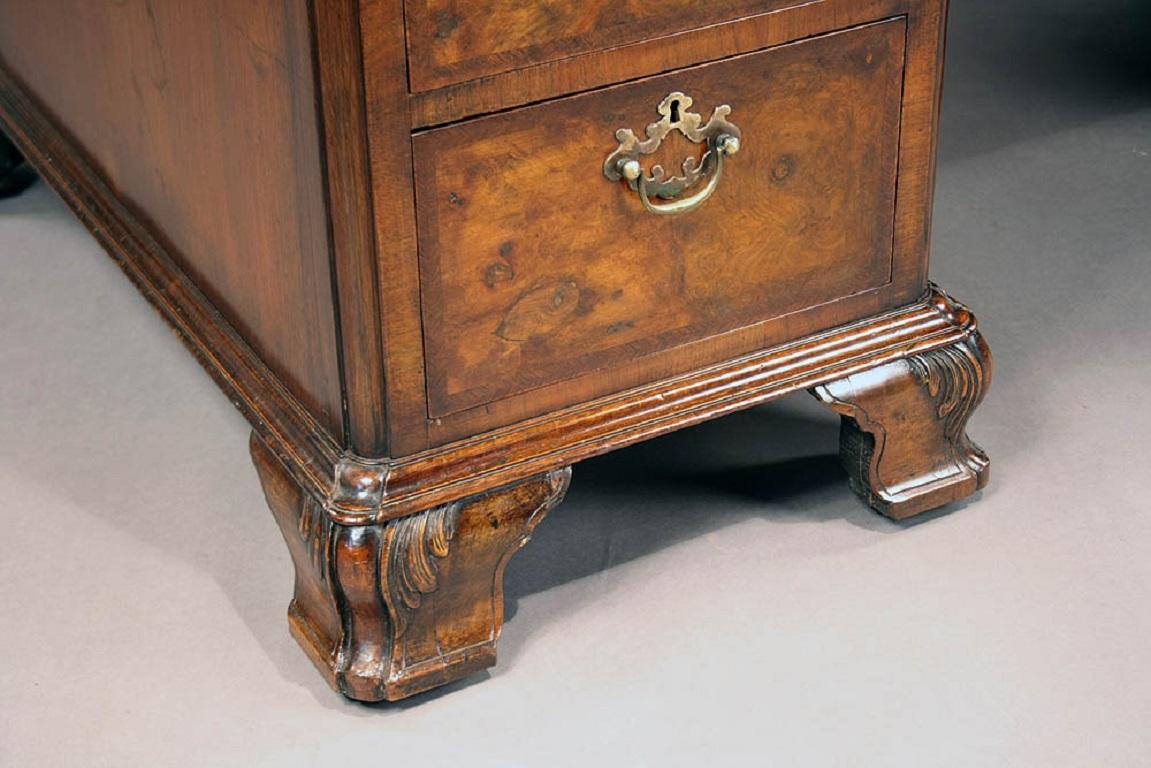 Early 20th Century Maple & Co Burl Walnut Pedestal Desk