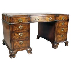 Maple & Co Burl Walnut Pedestal Desk