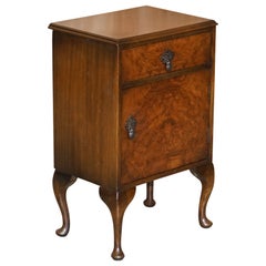 Maple & Co Burr Walnut Bedside or Side End Lamp Wine Table Part of a Large Suite