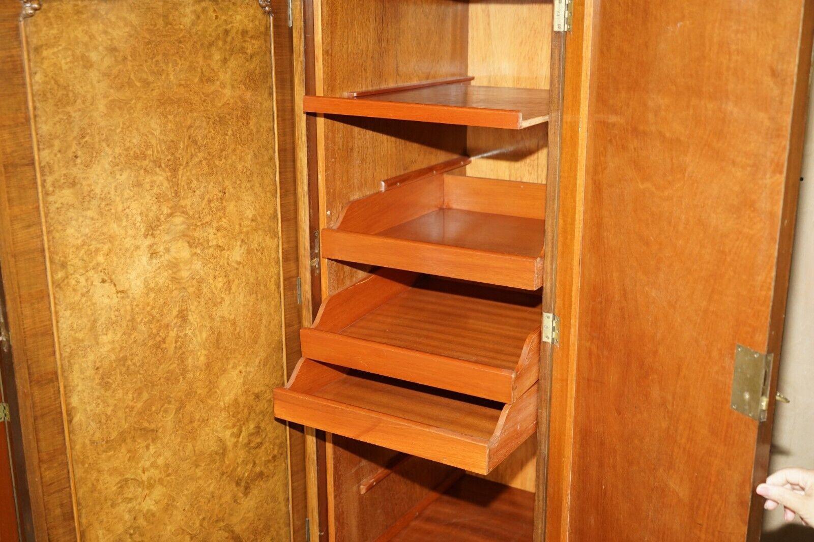 Maple & Co circa 1880 Burr Walnut Triple Bank Compactum Wardrobe Part of a Suite 3