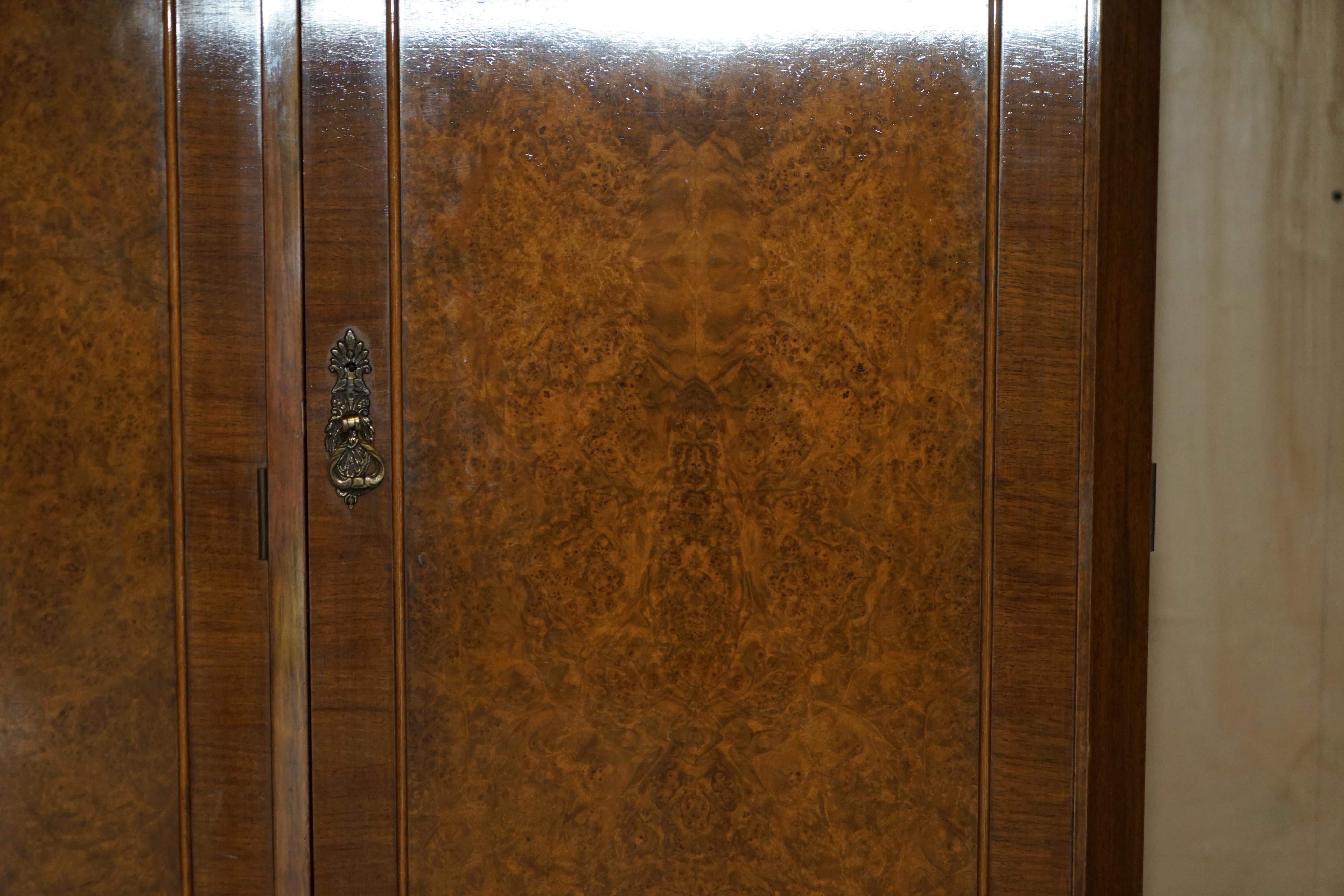 Maple & Co circa 1880 Burr Walnut Triple Bank Compactum Wardrobe Part of a Suite 5