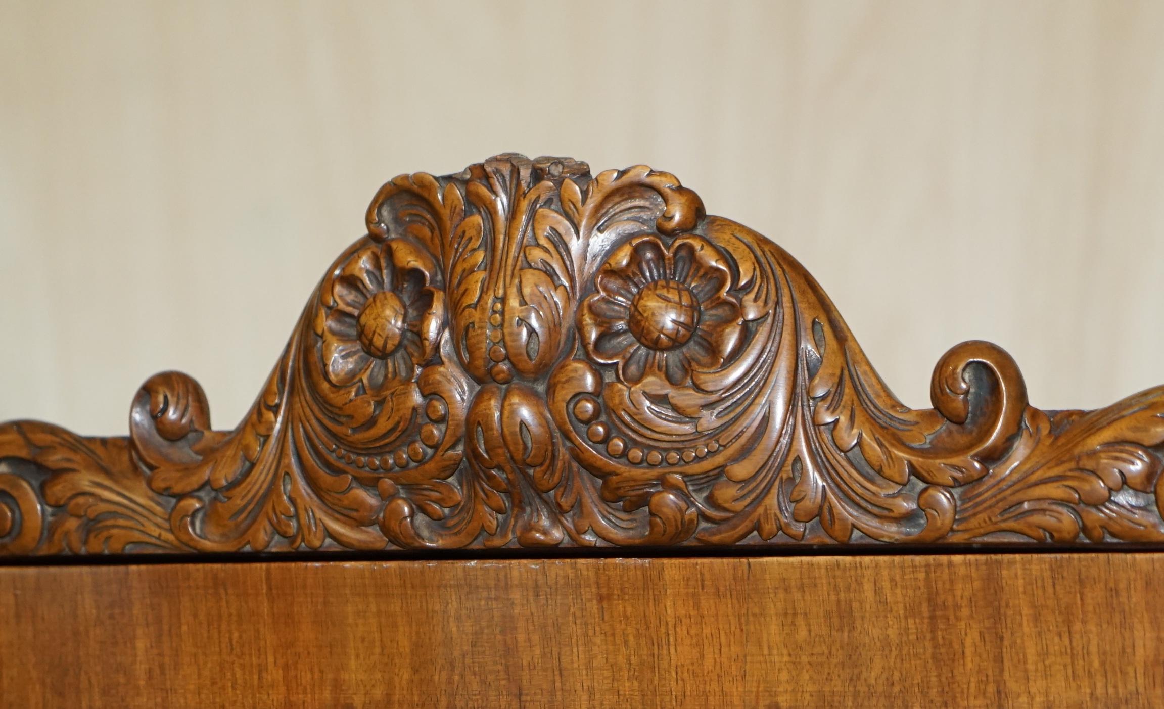 English Maple & Co circa 1880 Burr Walnut Triple Bank Compactum Wardrobe Part of a Suite