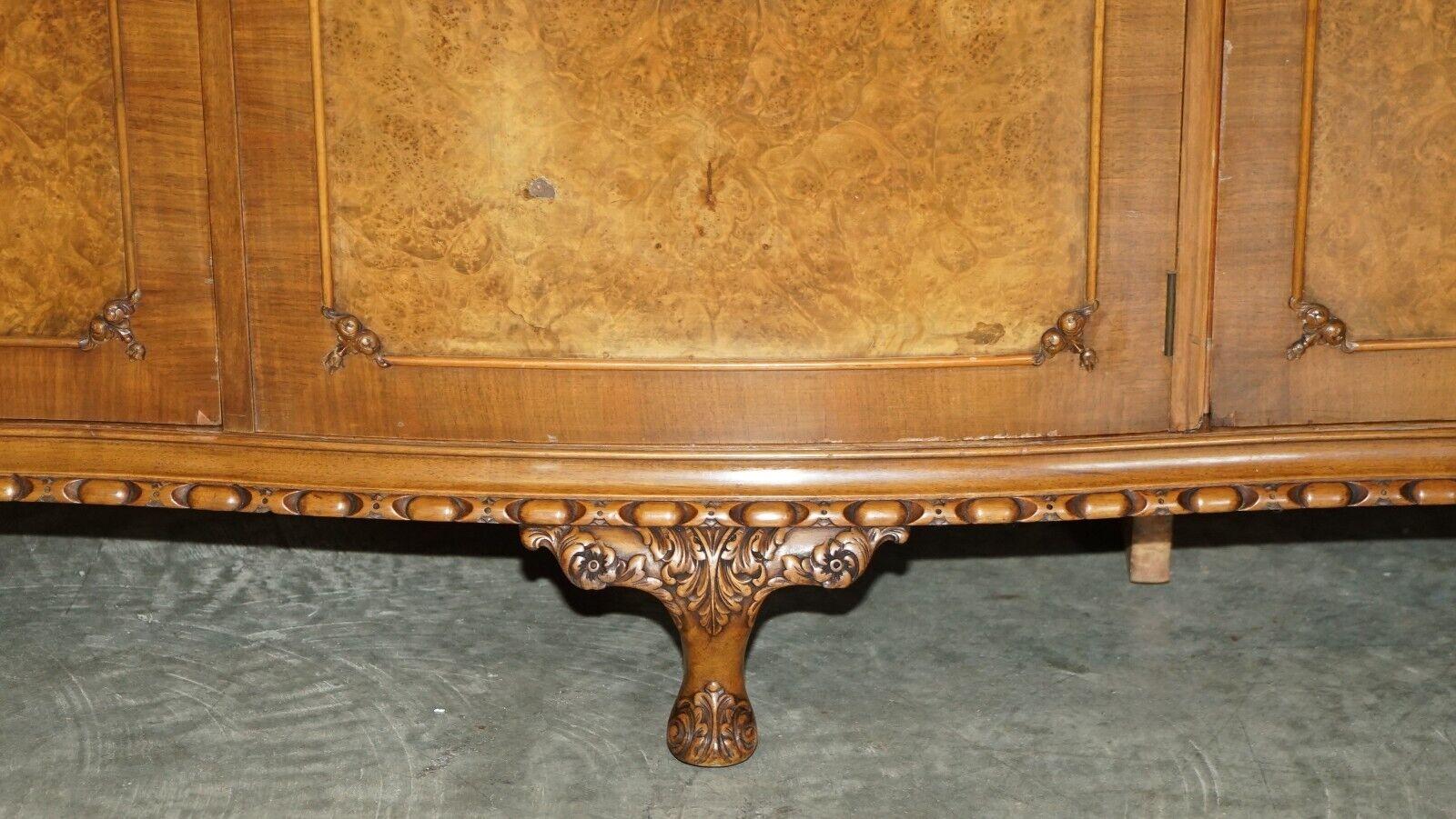 Hand-Crafted Maple & Co circa 1880 Burr Walnut Triple Bank Compactum Wardrobe Part of a Suite