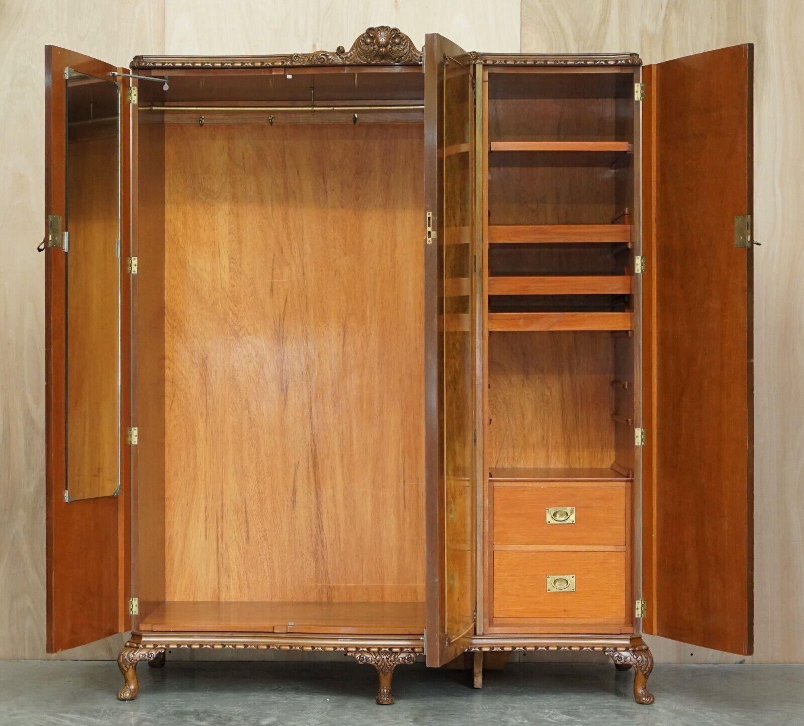 Maple & Co circa 1880 Burr Walnut Triple Bank Compactum Wardrobe Part of a Suite 1