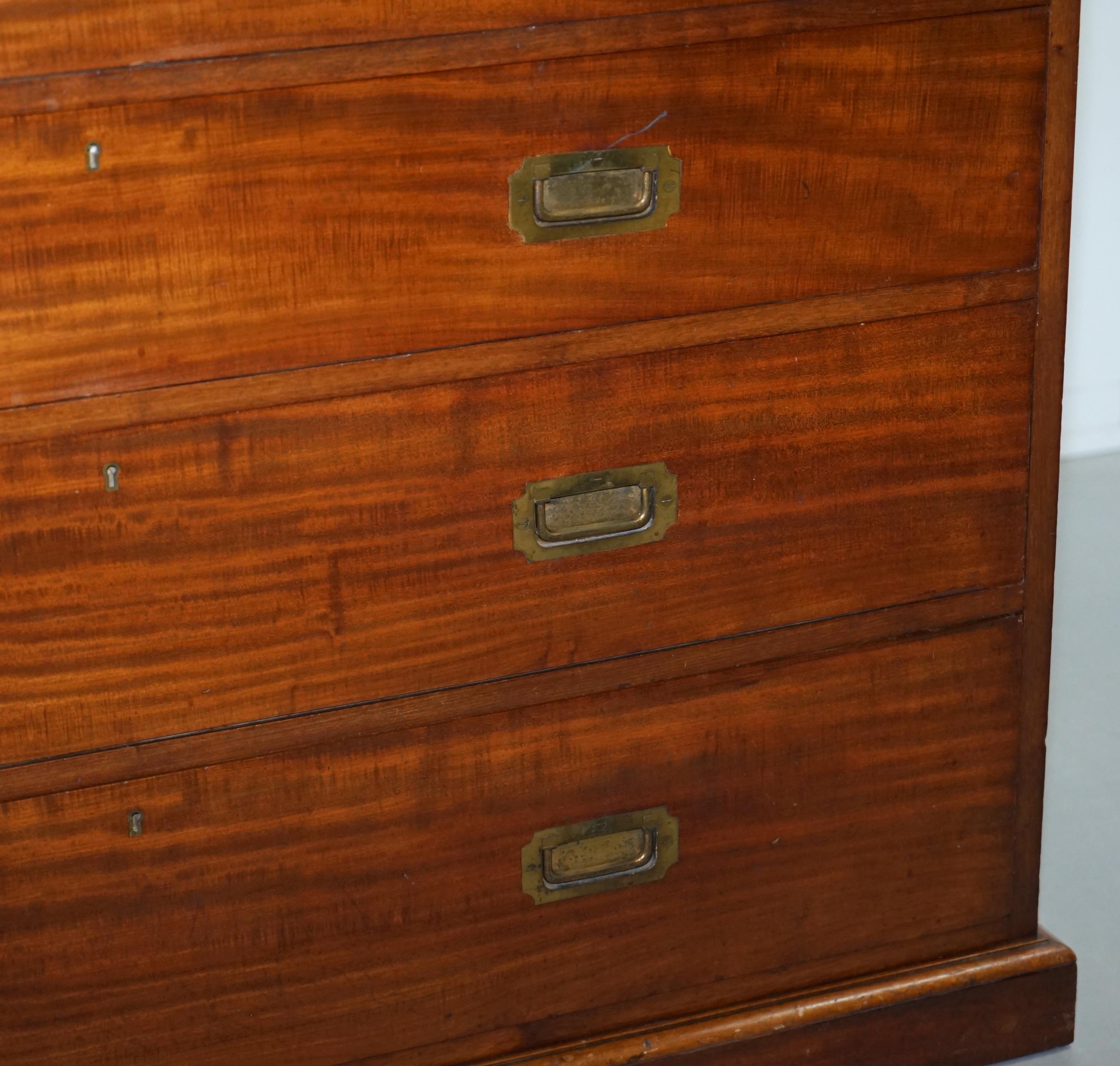 Maple & Co Solid Mahogany Military Officers Campaign Chest of Drawers circa 1880 5