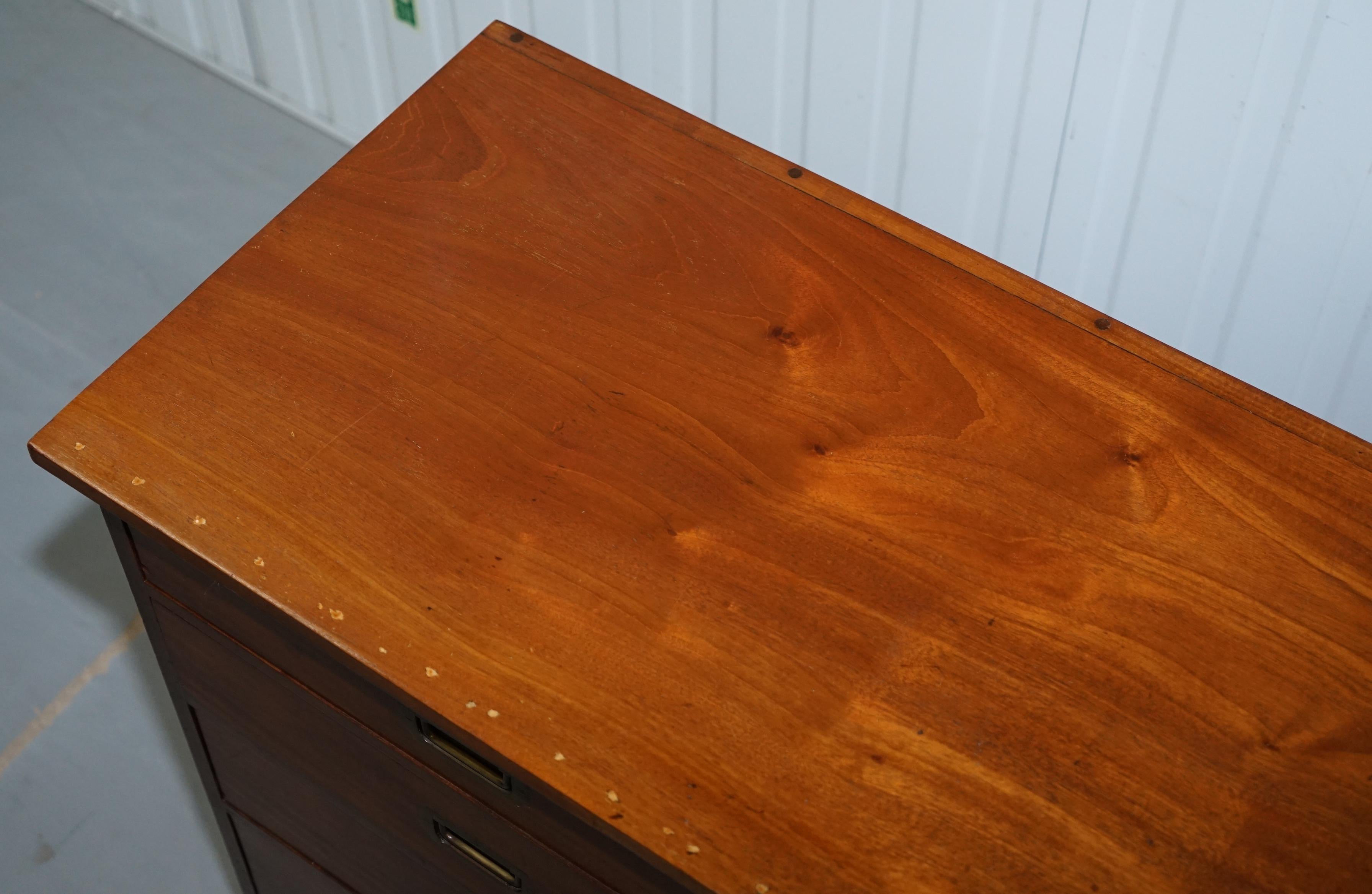 Maple & Co Solid Mahogany Military Officers Campaign Chest of Drawers circa 1880 1