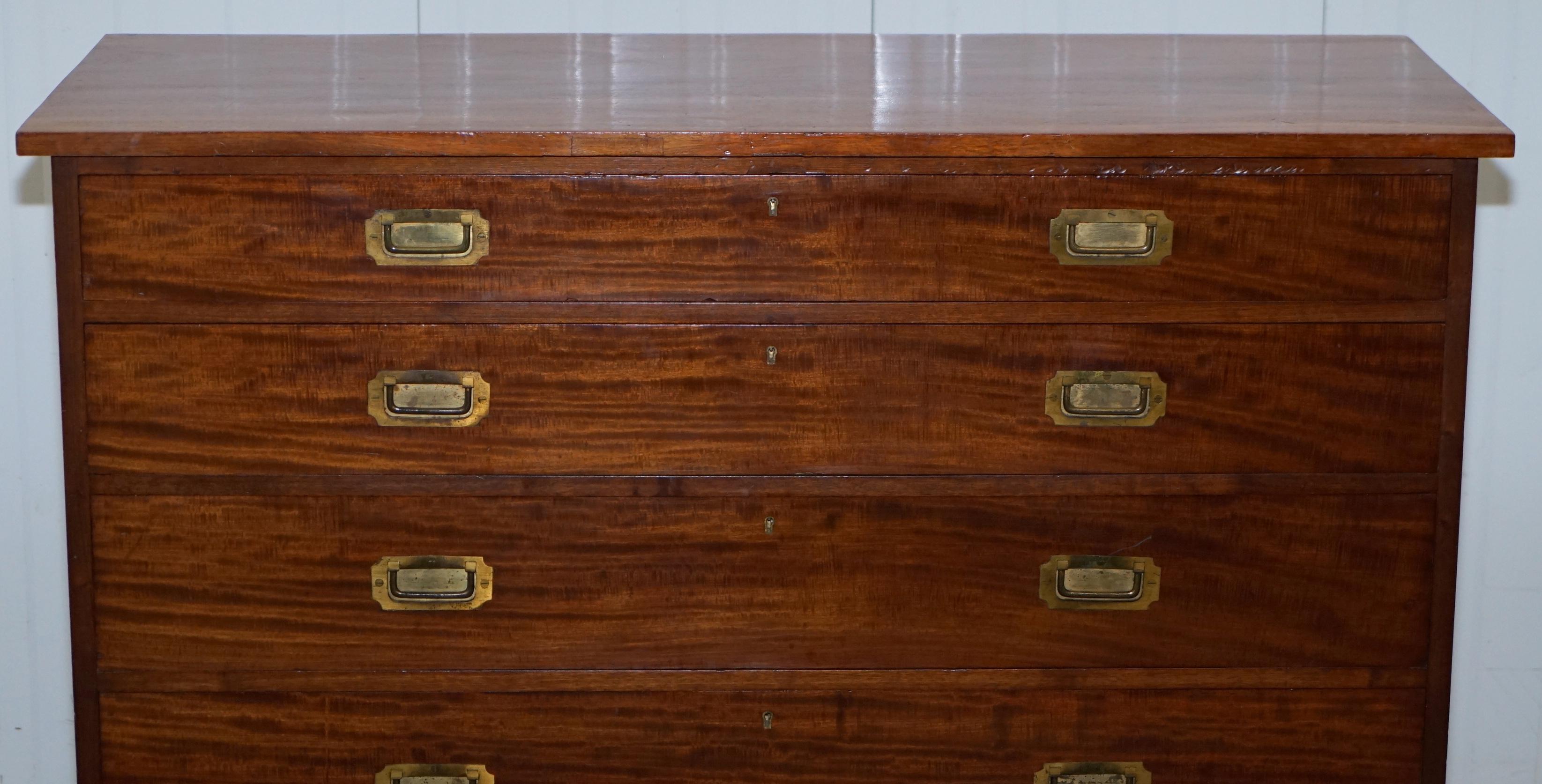 Maple & Co Solid Mahogany Military Officers Campaign Chest of Drawers circa 1880 2