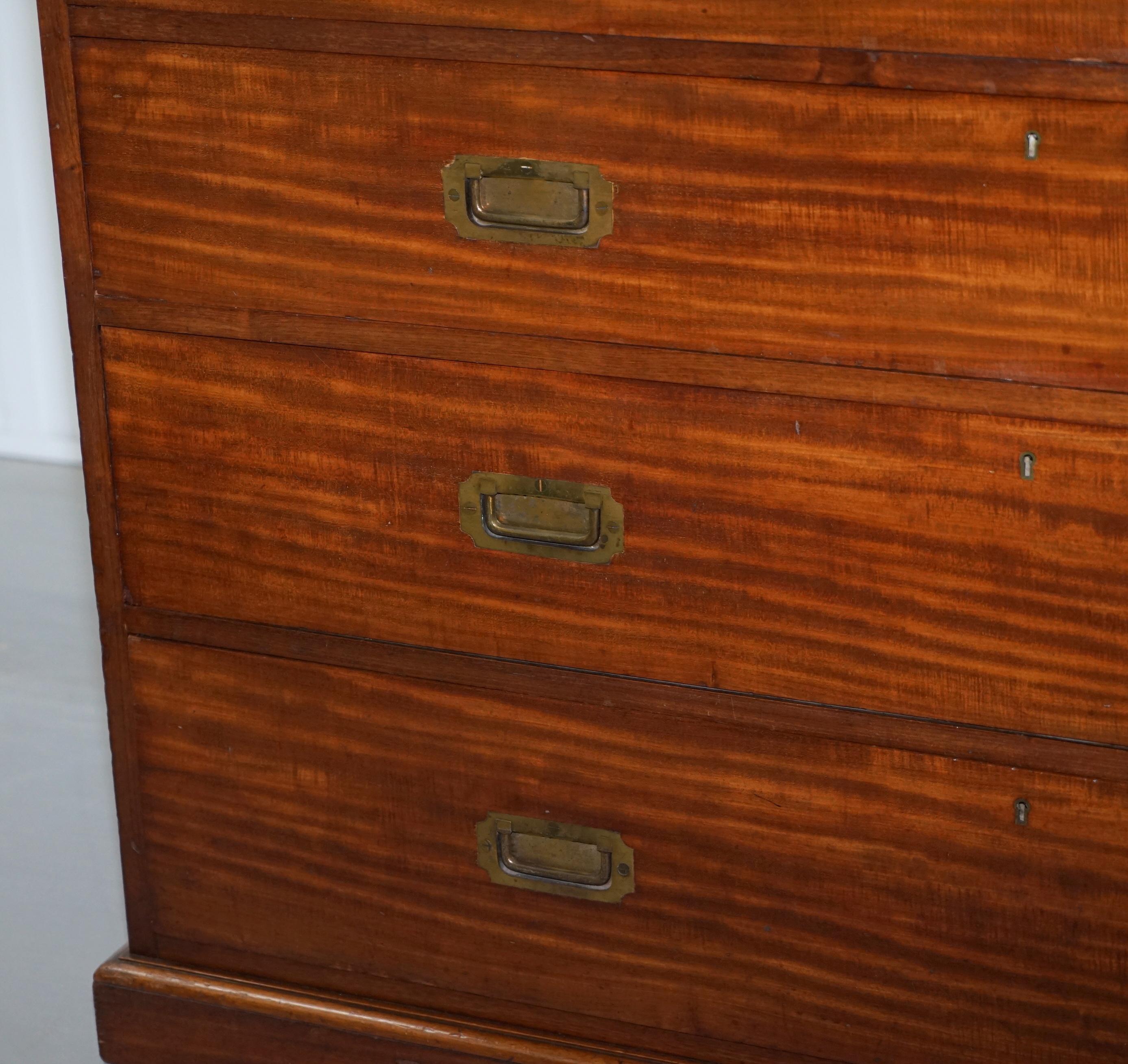 Maple & Co Solid Mahogany Military Officers Campaign Chest of Drawers circa 1880 4