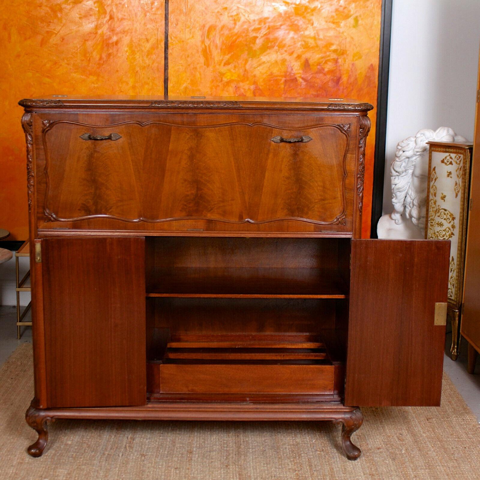 Maple & Co Cocktail Bar Cabinet Mahogany Drinks In Good Condition In Newcastle upon Tyne, GB