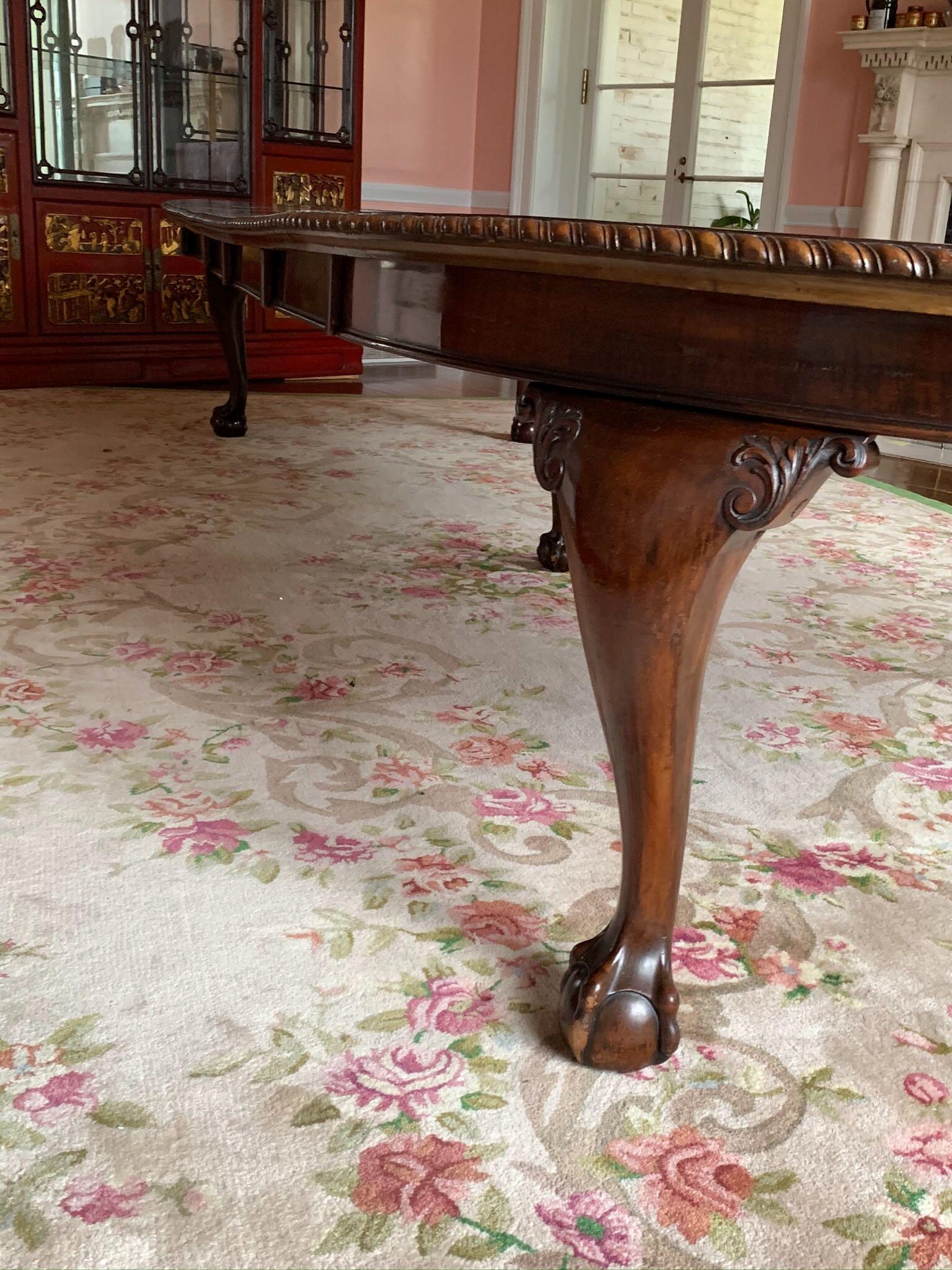 Maple & Co. English Chippendale Style Extendable Dining Table 14