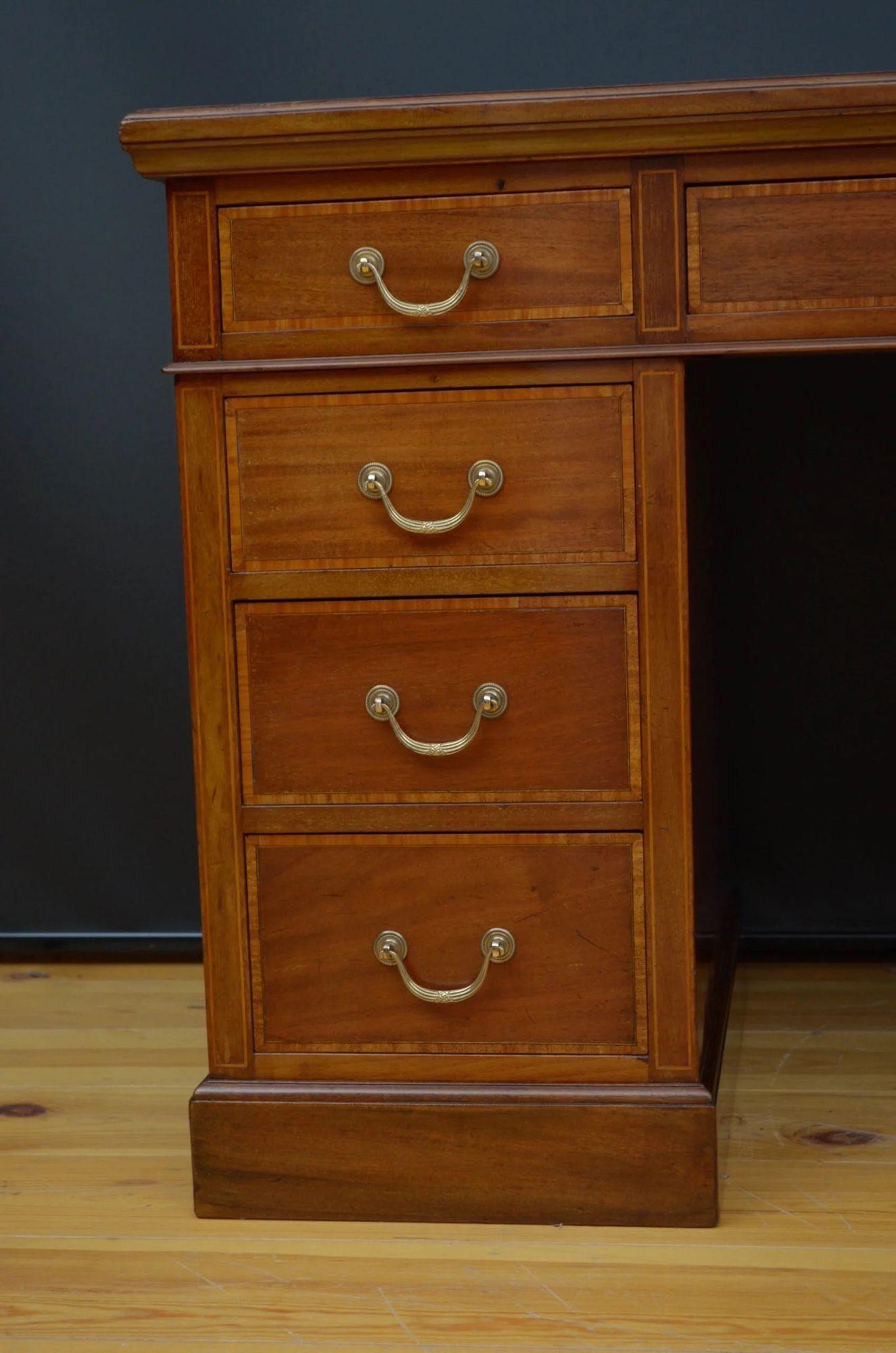 Maple & Co Mahogany Pedestal Desk For Sale 3