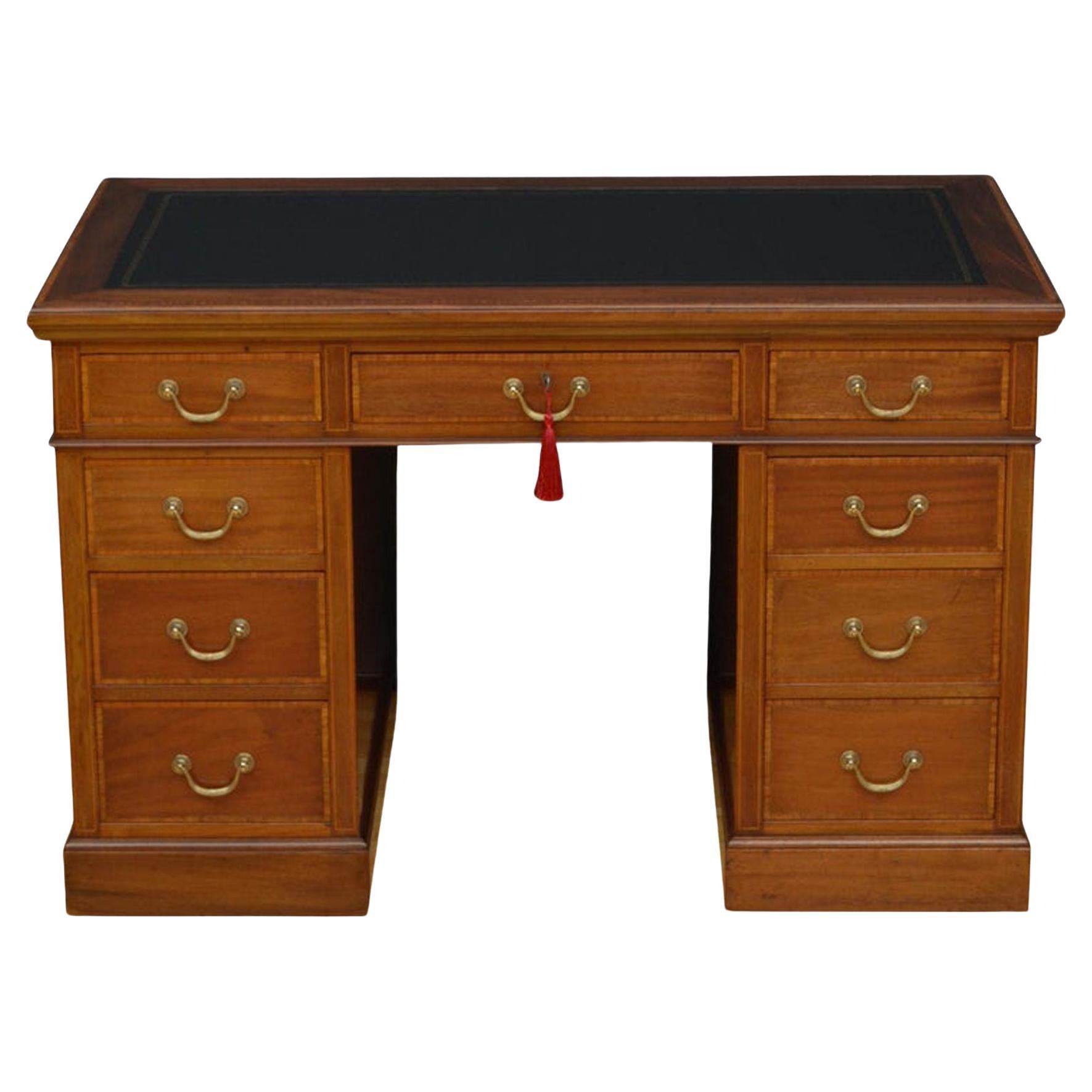 Maple & Co Mahogany Pedestal Desk For Sale