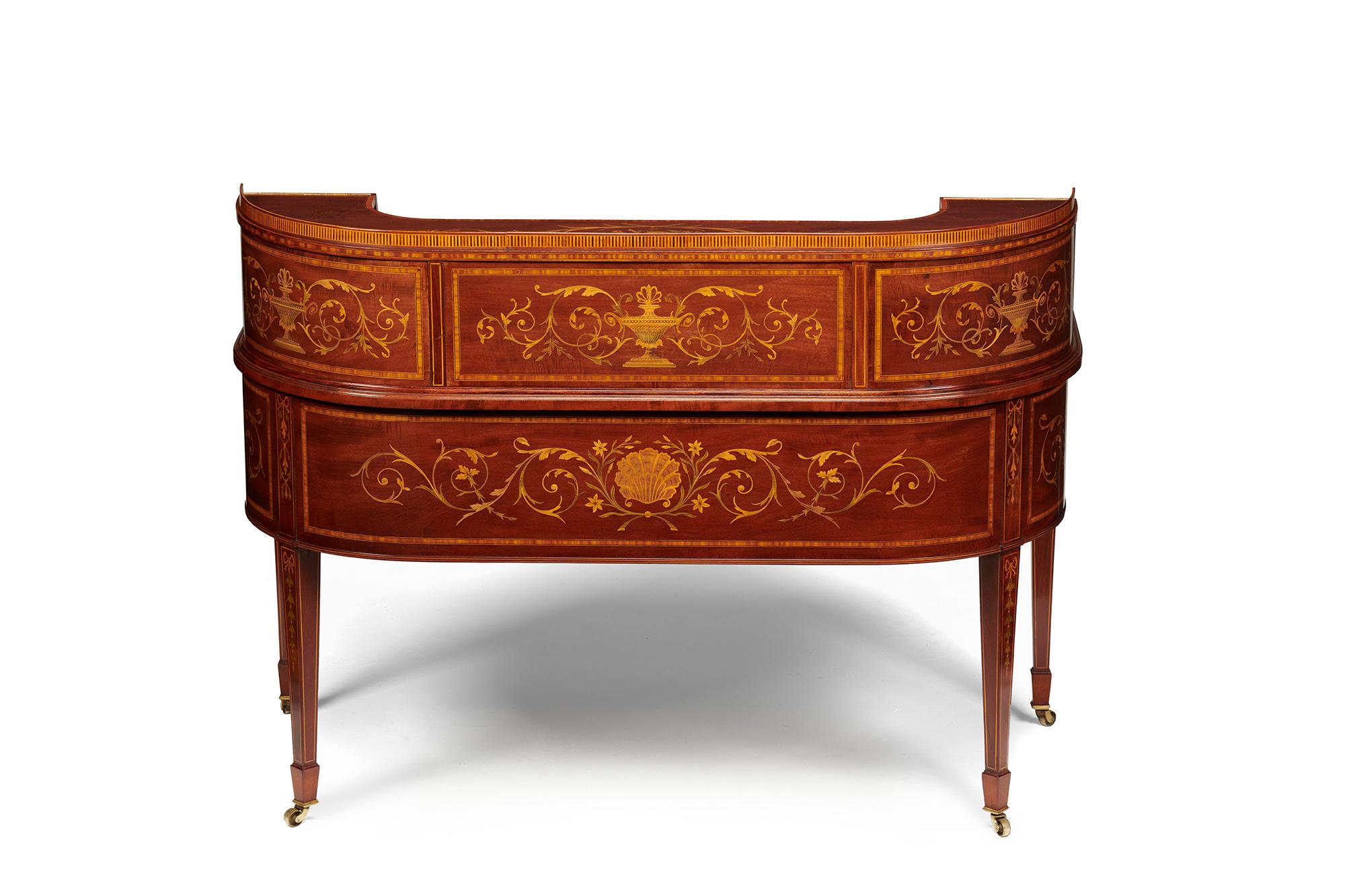 Maple & Co Mahogany, Satinwood and Marquetry Inlaid Victorian Carlton House Desk 5