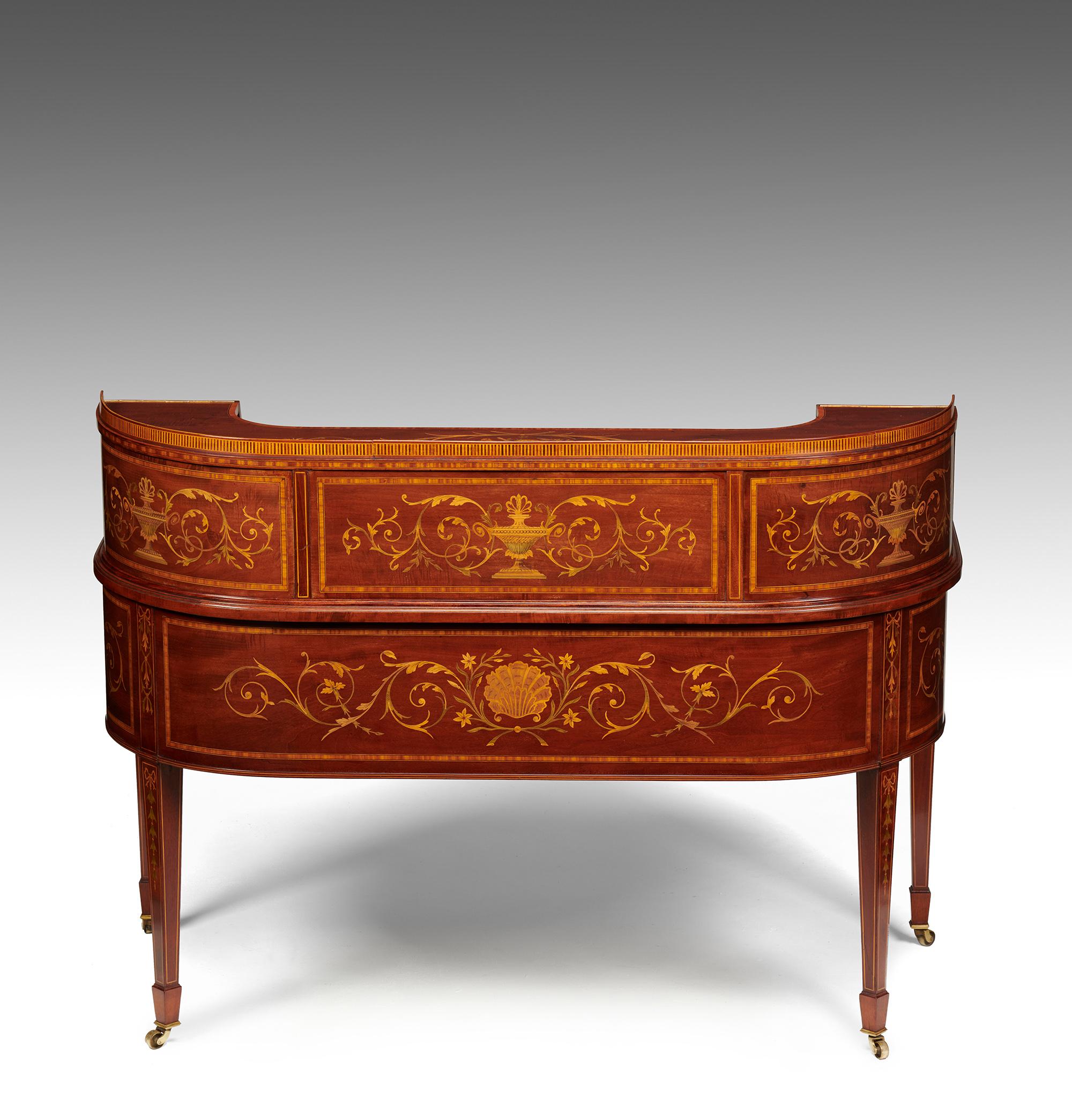Maple & Co Mahogany, Satinwood and Marquetry Inlaid Victorian Carlton House Desk 6