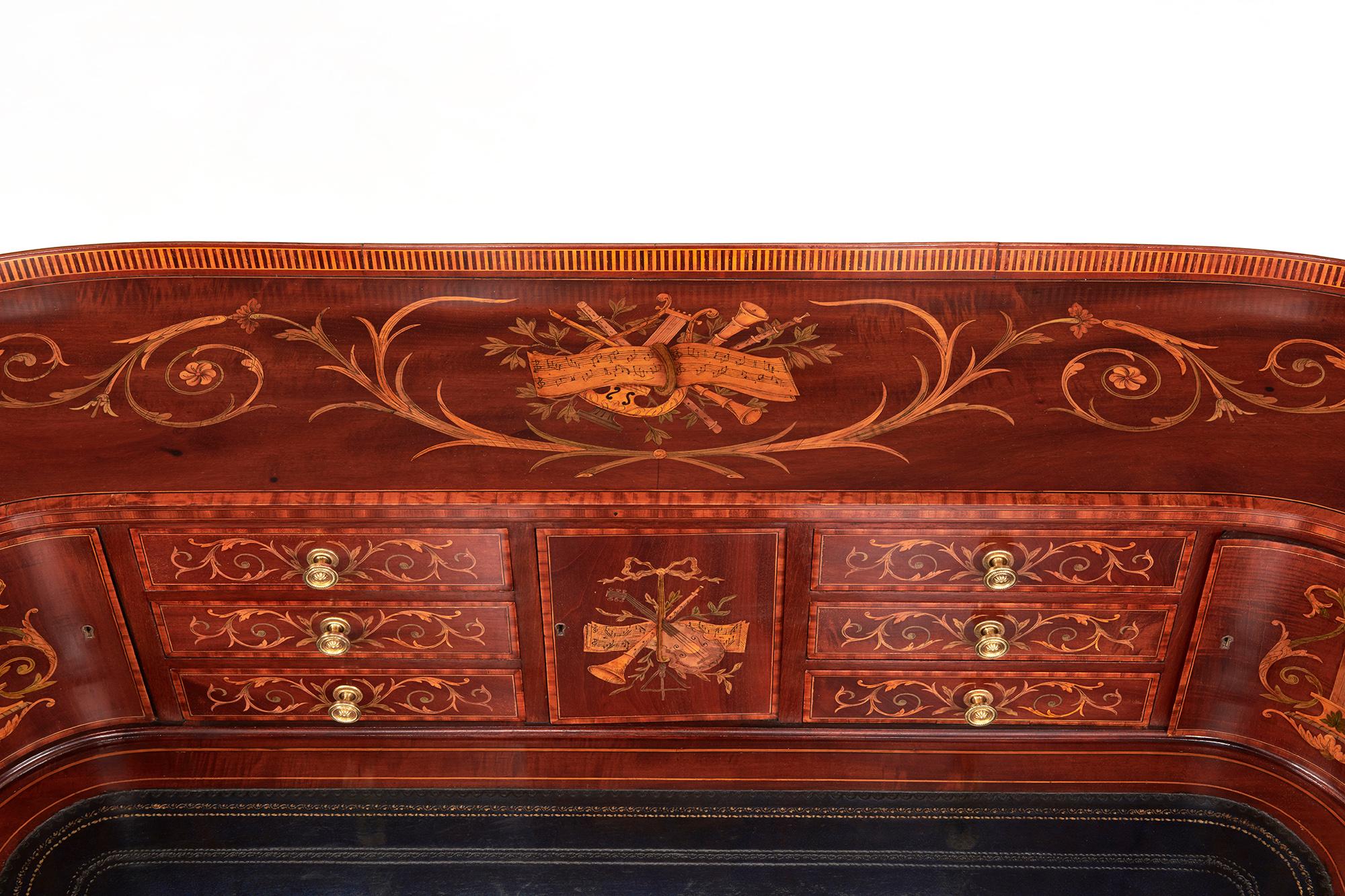 Maple & Co Mahogany, Satinwood and Marquetry Inlaid Victorian Carlton House Desk 8