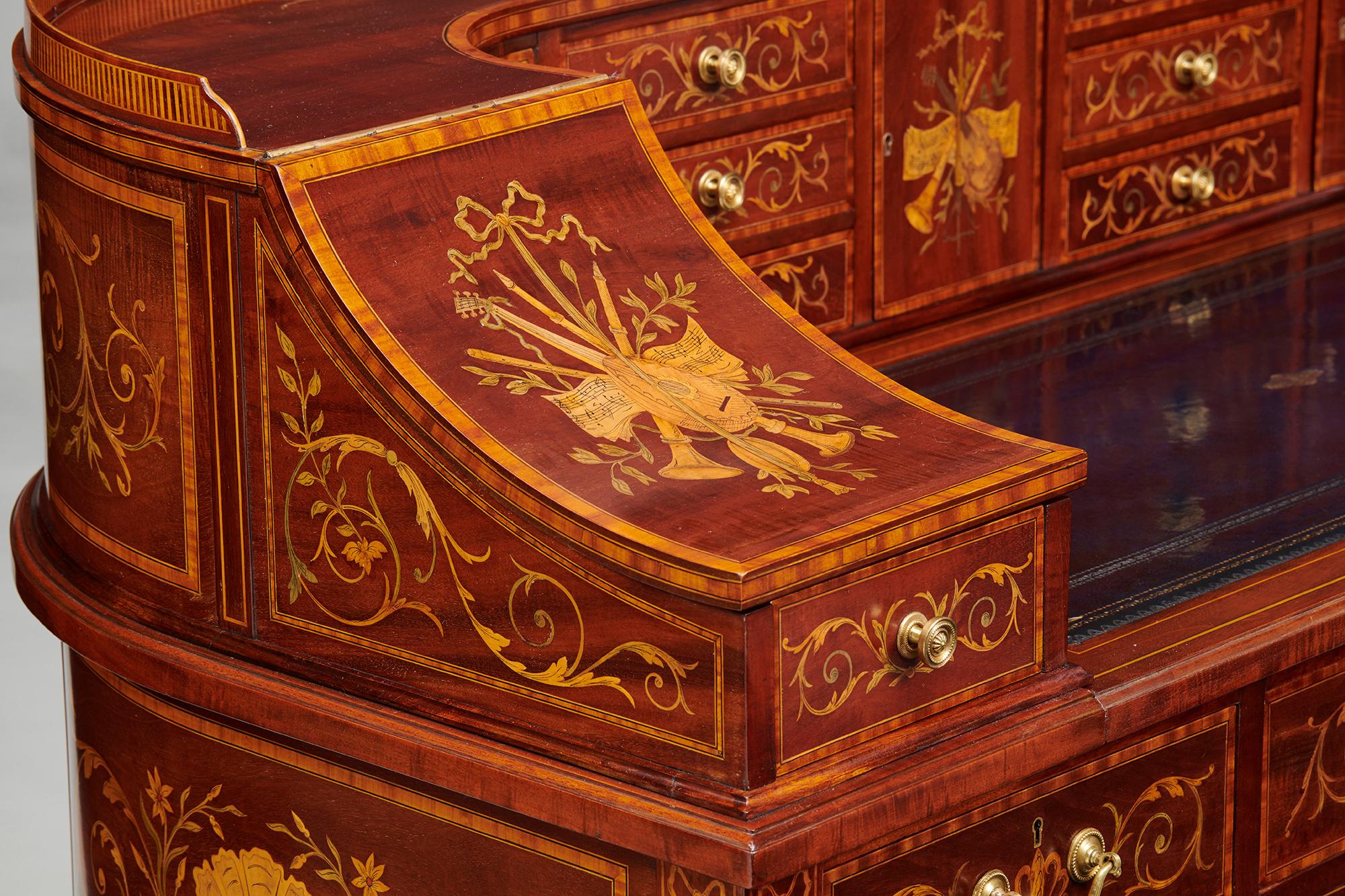 Ahorn & Co Mahagoni:: Satinholz und Intarsien viktorianischen Carlton House Desk (Buchsbaumholz)