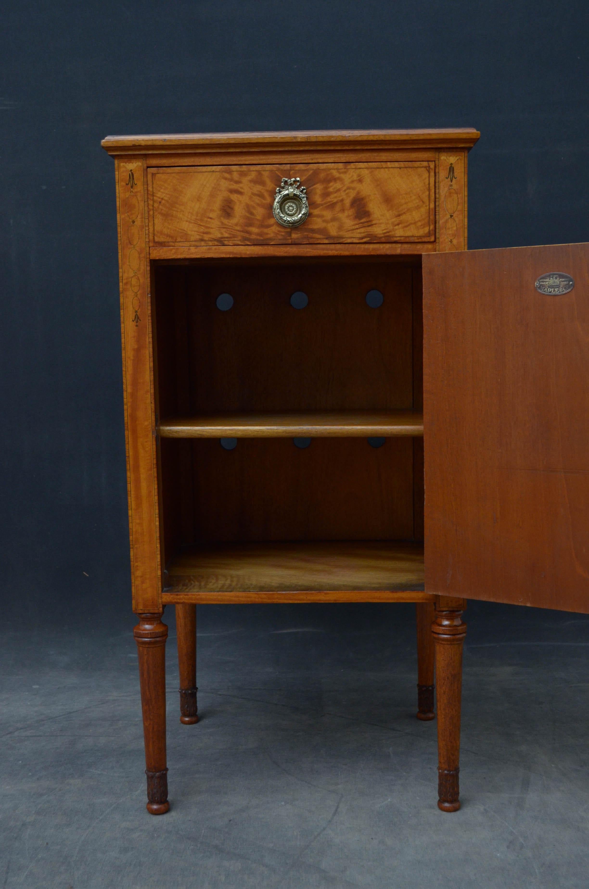 Maple & Co. Satinwood Bedside Cabinet 3