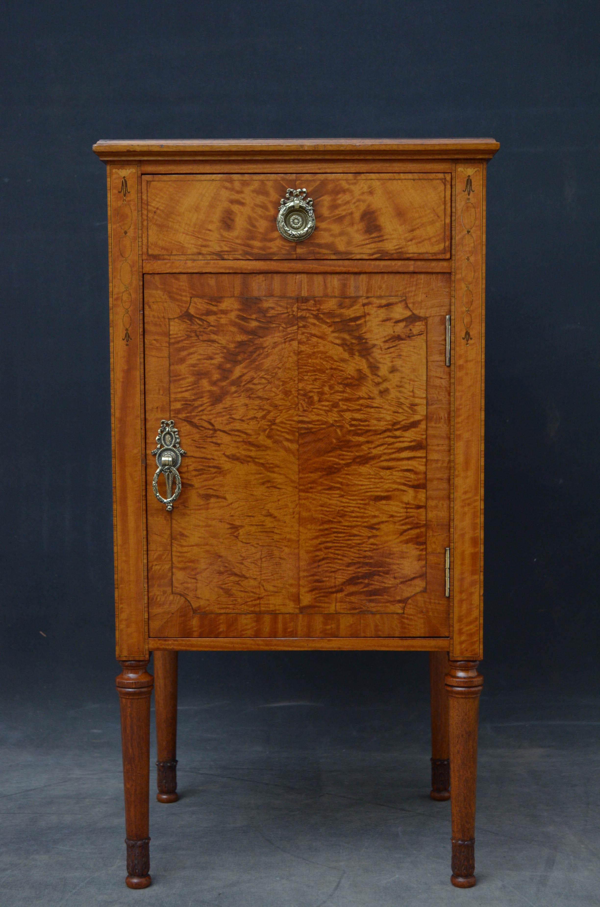Early 20th Century Maple & Co. Satinwood Bedside Cabinet
