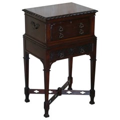 Maple & Co Thomas Chippendale Careved Victorian Hardwood Cutlery Side End Table
