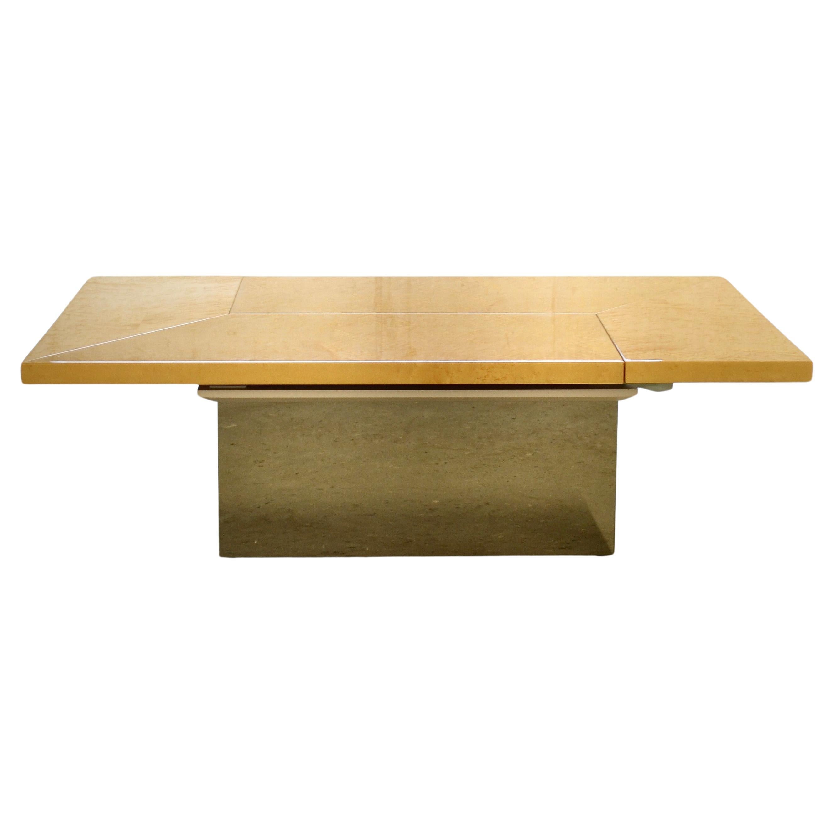 Maple coffee table & bar, Paul Michel, France, 1980's For Sale
