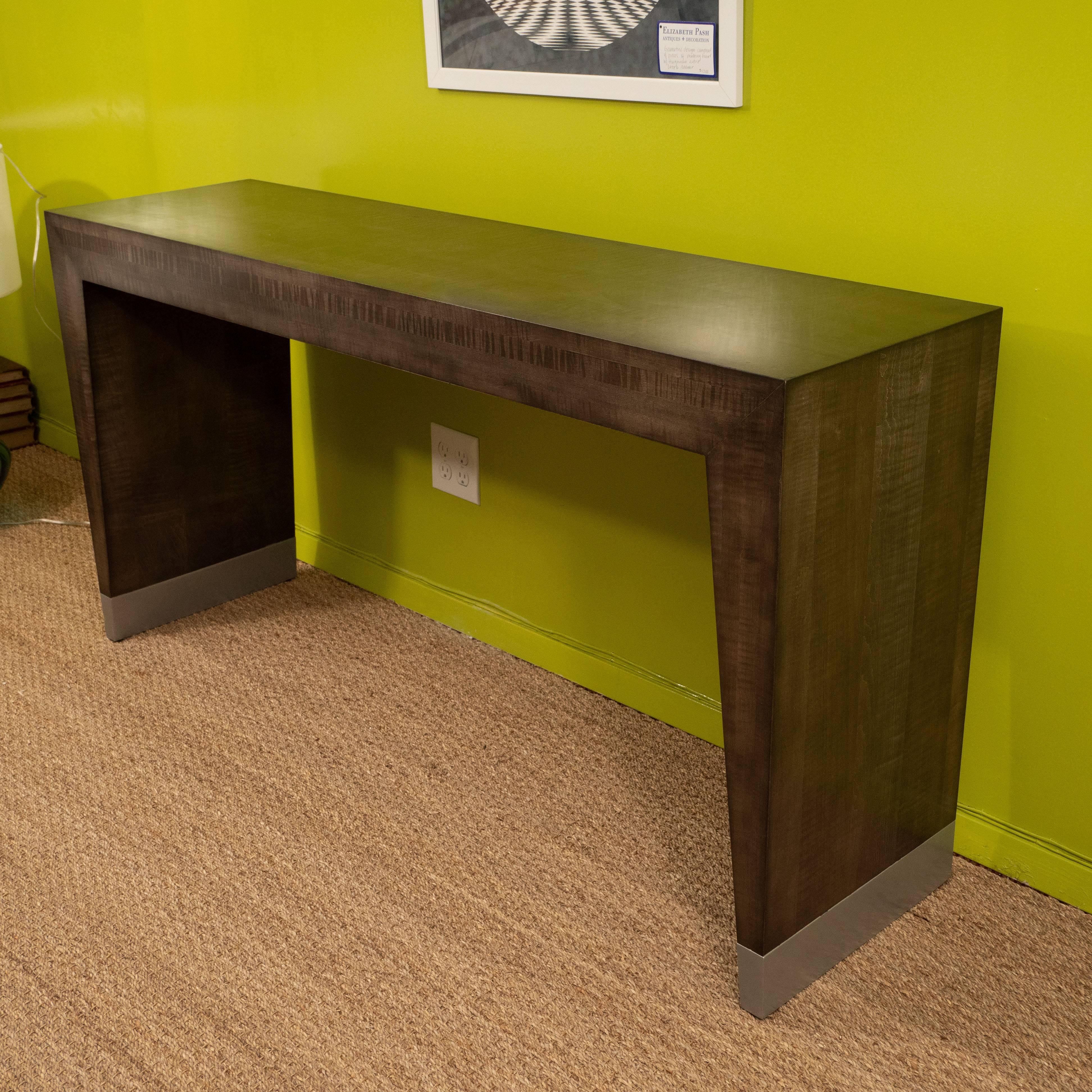 American Maple Console with Metal Bottom For Sale