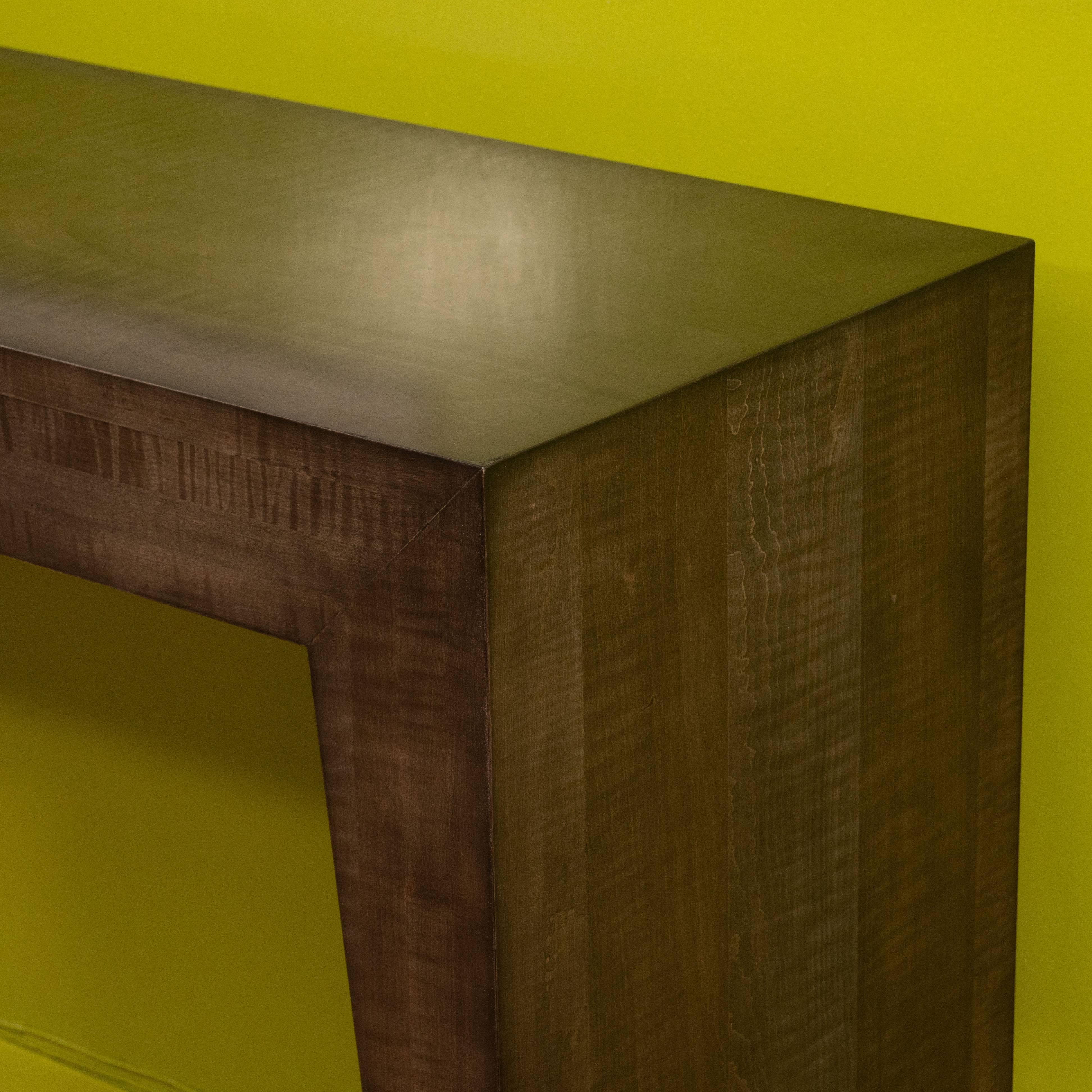 Contemporary Maple Console with Metal Bottom For Sale