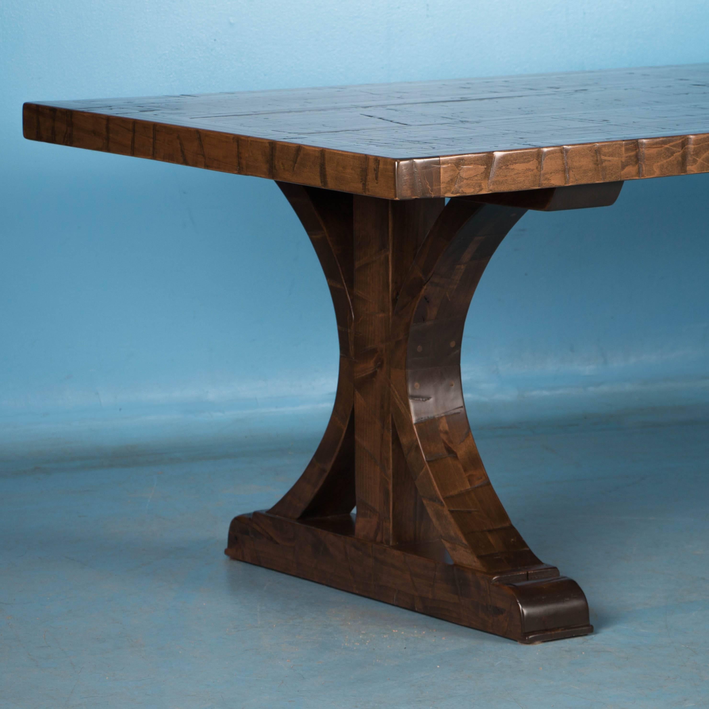 Maple Dining Table Made from Reclaimed Box Car Flooring In Good Condition In Round Top, TX