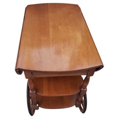 Maple Drop Leaf Bar Cart Tea Cart, Circa 1960s