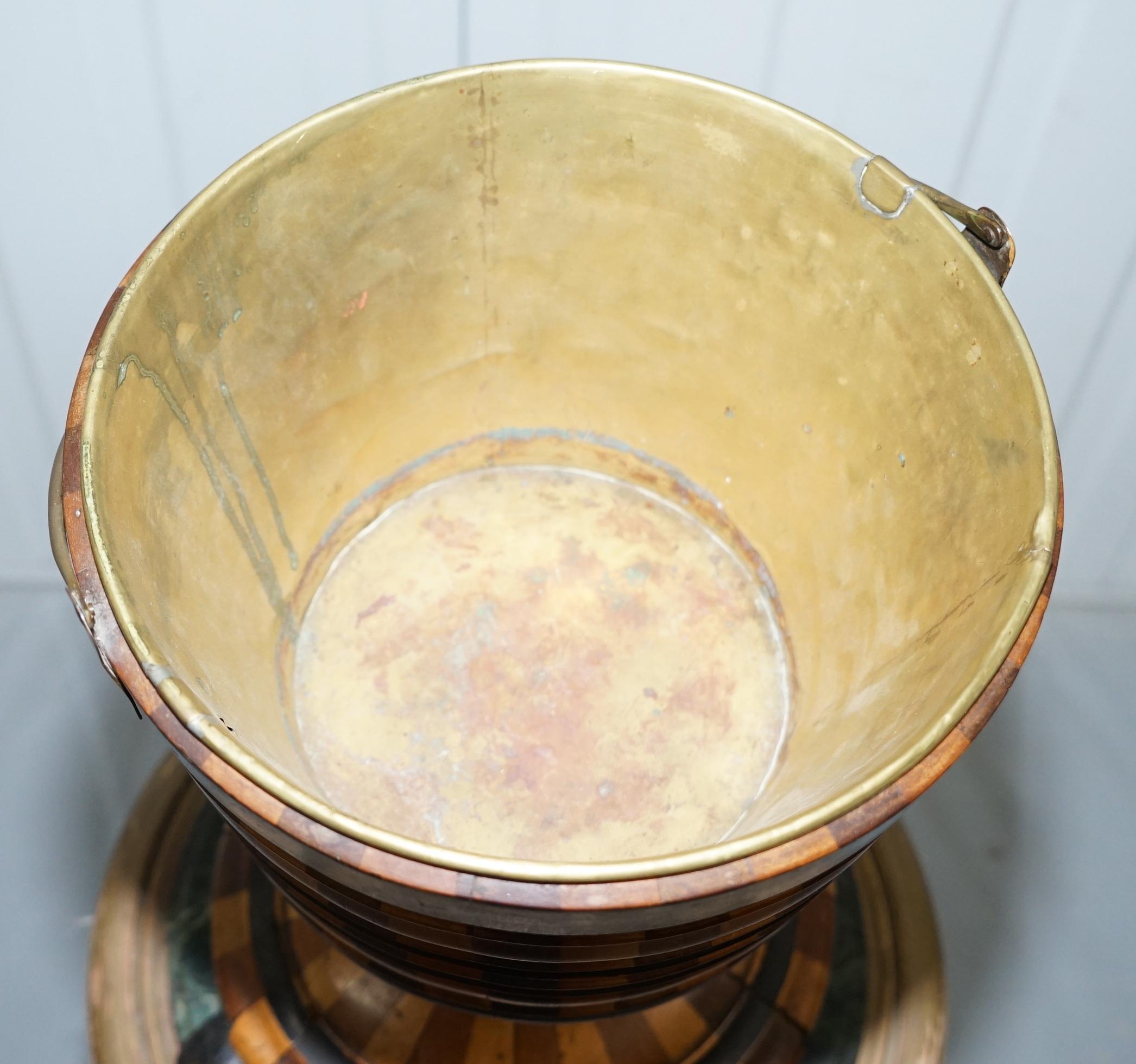 Maple & Ebony Biedermeier Peat Bucket for Coal Brass Lined Great Bin Planter 1