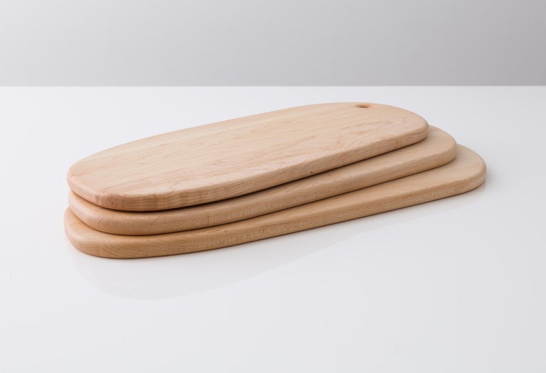 Hand-Crafted Maple Ellipse Pebble Cutting Board, In Stock For Sale