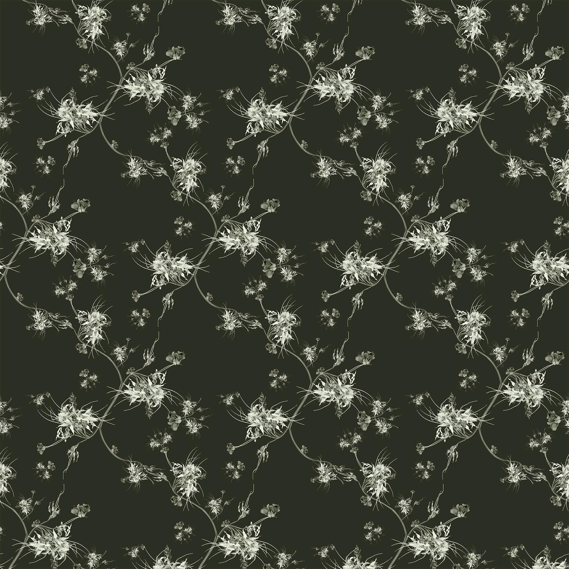 Contemporary Maple Floral Wallpaper  For Sale