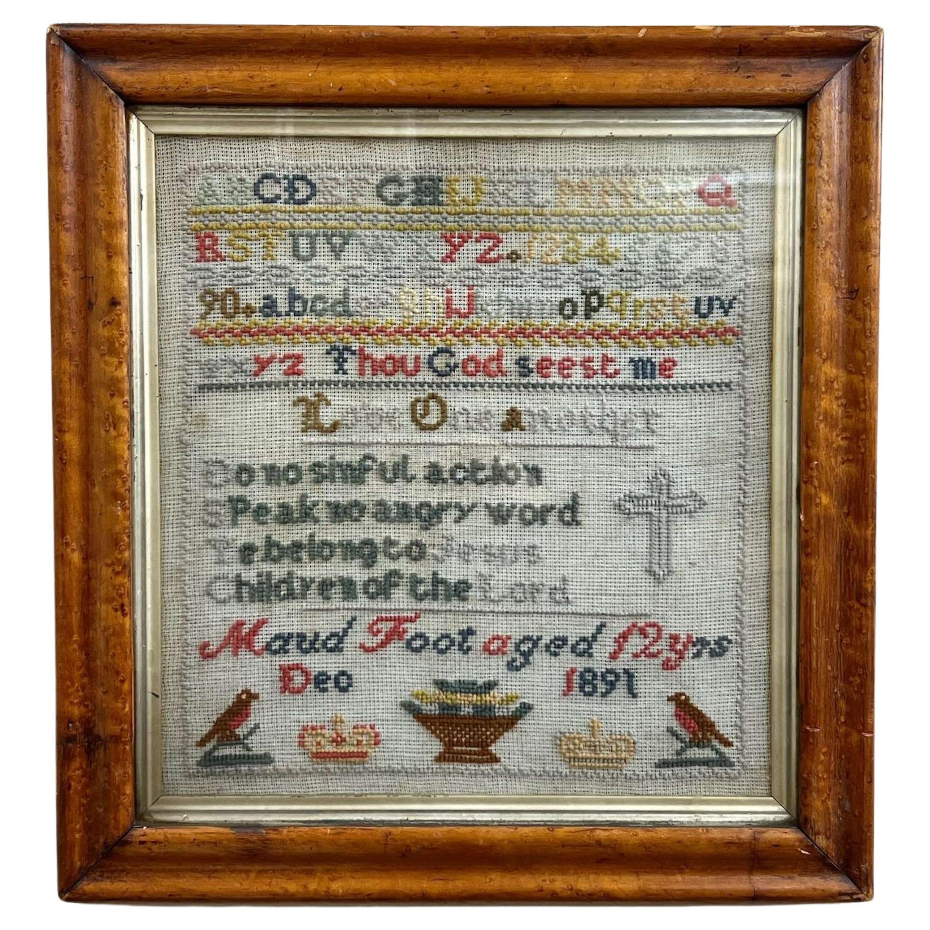 Maple Framed Needlework Sampler