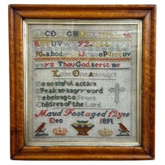 Antique Maple Framed Needlework Sampler