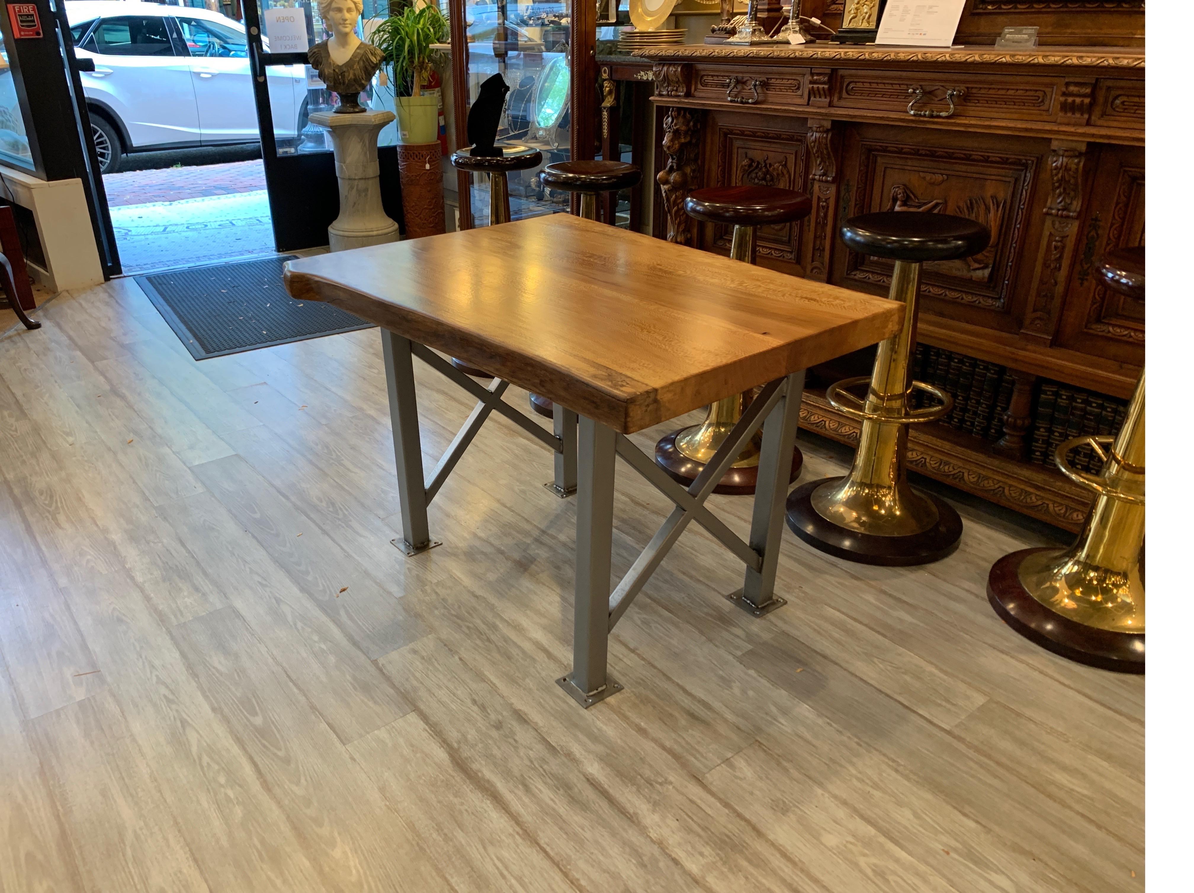 Maple Freeform Table with Industrial Steel Base For Sale 8