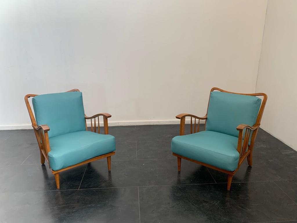 Maple Lounge Chairs by Paolo Buffa, 1950s, Set of 3 For Sale 4