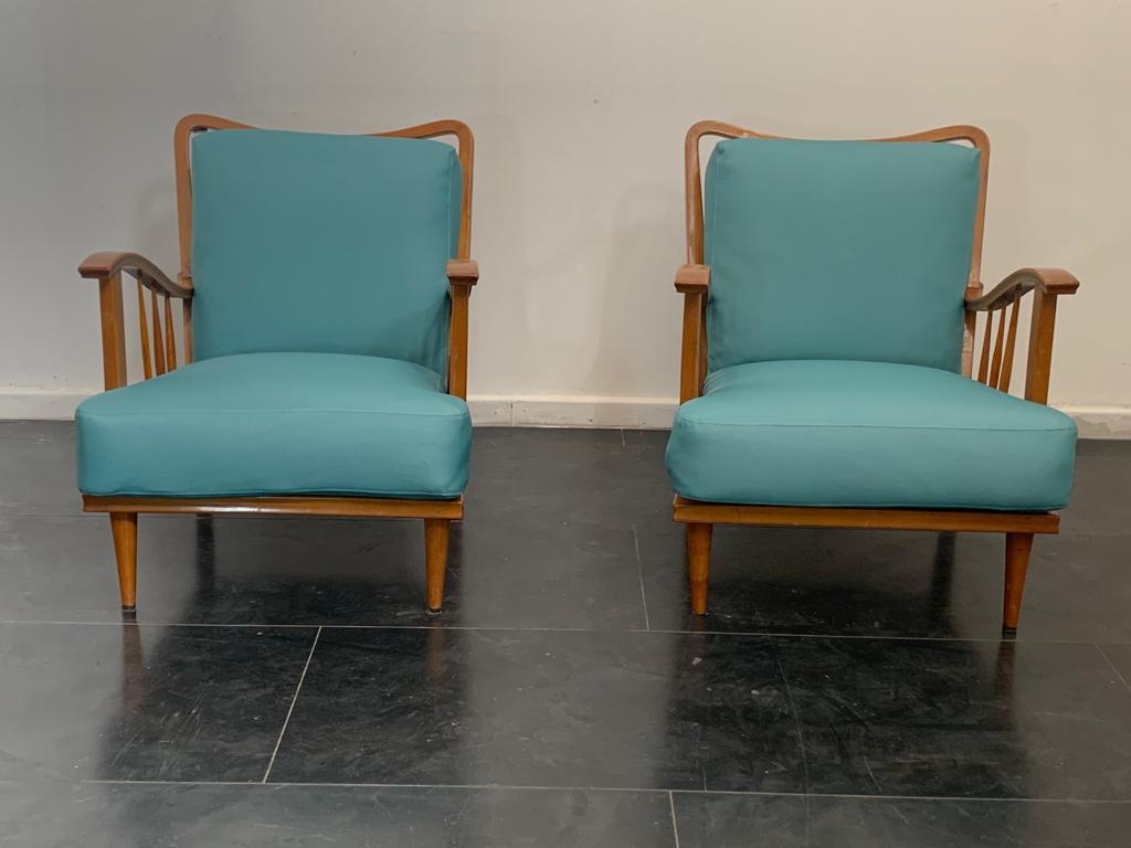 Maple Lounge Chairs by Paolo Buffa, 1950s, Set of 3 For Sale 5