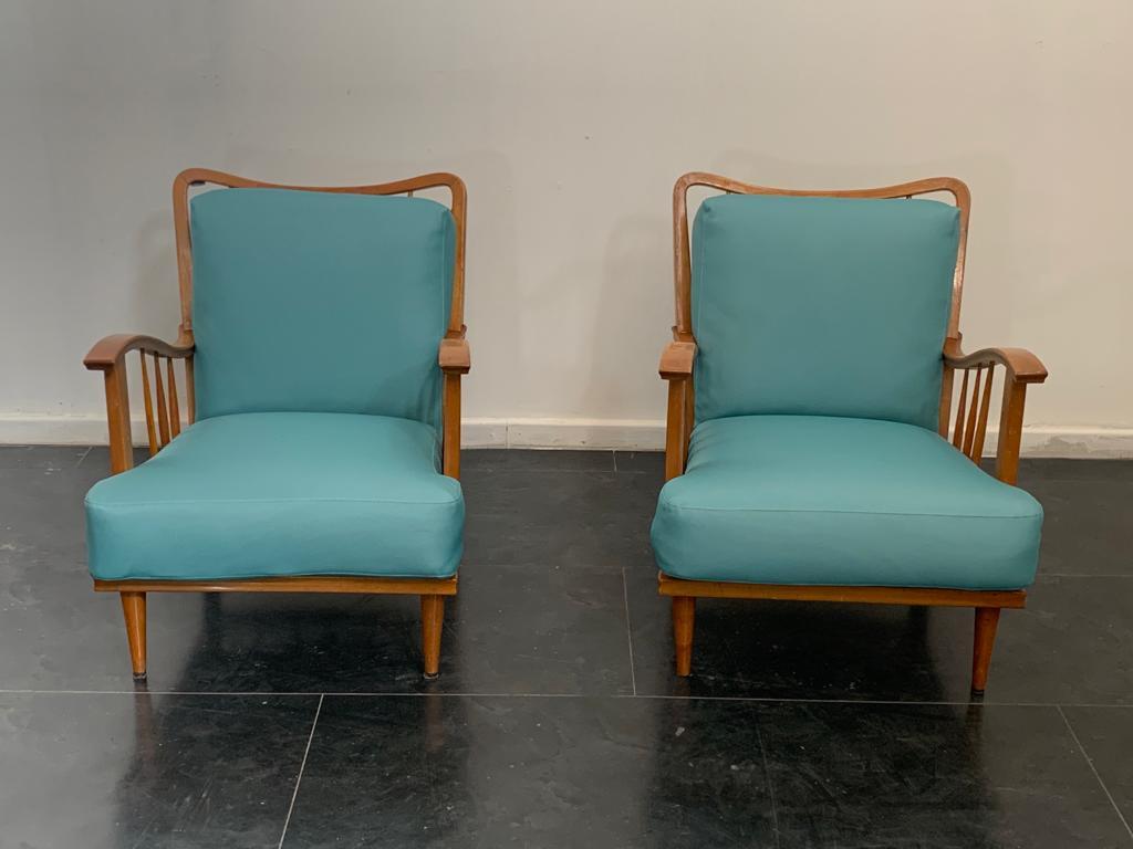 Maple Lounge Chairs by Paolo Buffa, 1950s, Set of 3 For Sale 6