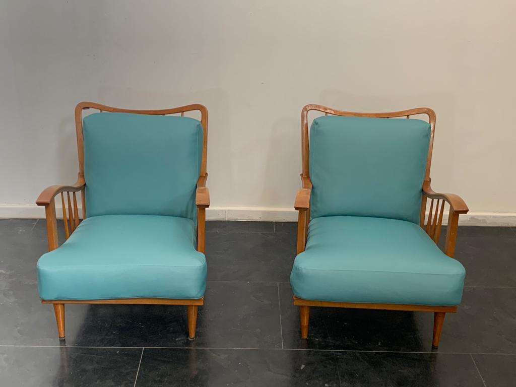 Maple Lounge Chairs by Paolo Buffa, 1950s, Set of 3 For Sale 7