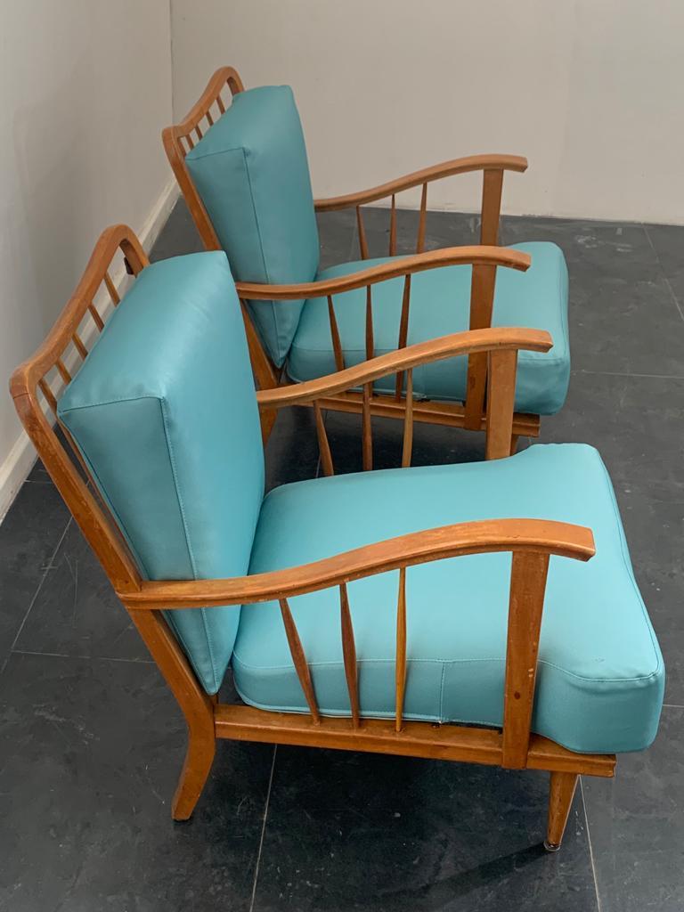 Maple Lounge Chairs by Paolo Buffa, 1950s, Set of 3 For Sale 8