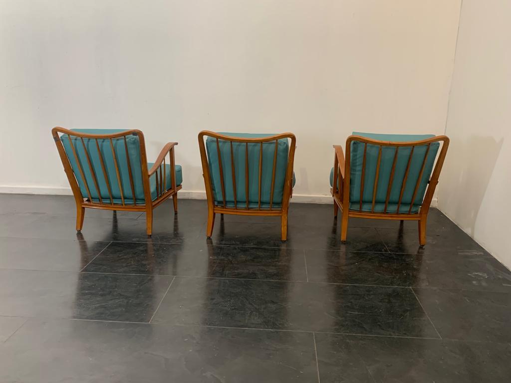 Maple Lounge Chairs by Paolo Buffa, 1950s, Set of 3 For Sale 11