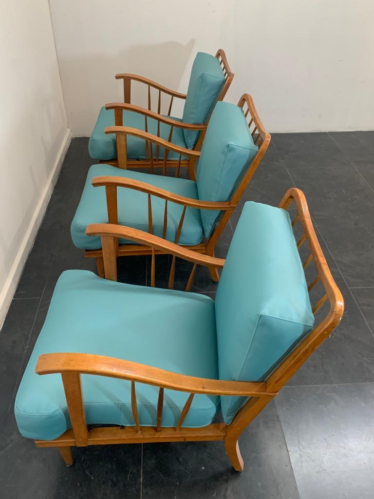Maple Lounge Chairs by Paolo Buffa, 1950s, Set of 3 For Sale 12