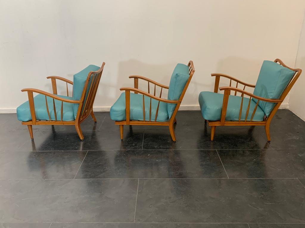Maple Lounge Chairs by Paolo Buffa, 1950s, Set of 3 For Sale 13