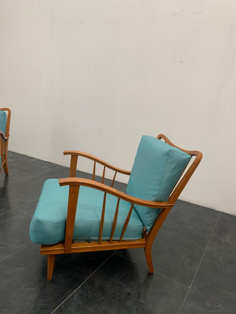 Maple Lounge Chairs by Paolo Buffa, 1950s, Set of 3 For Sale 1