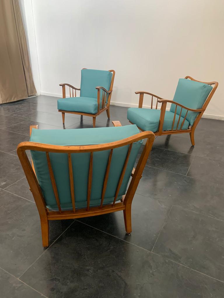 Maple Lounge Chairs by Paolo Buffa, 1950s, Set of 3 For Sale 2